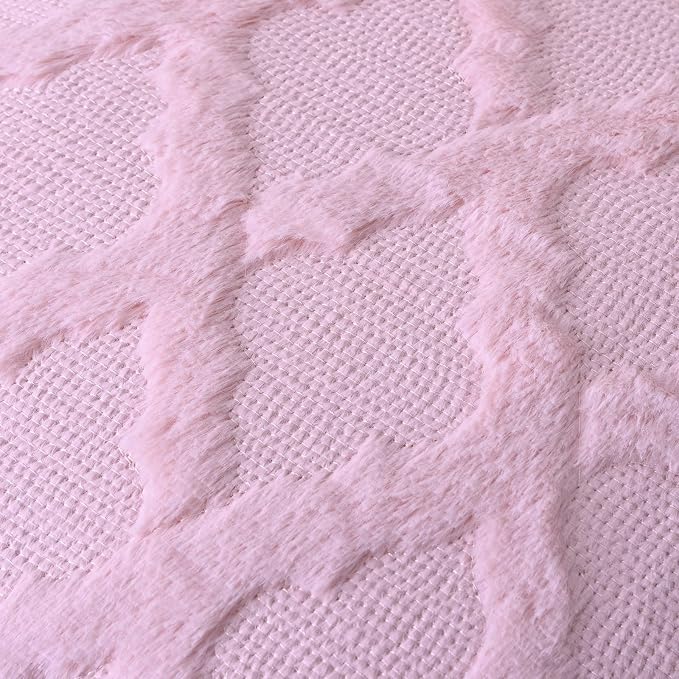 Set of 2 Soft Moroccan Throw Pillow Covers 12x20 Inch Plush Boho Decorative Pillow Cover Accent Cushion Case for Couch Sofa Bed, Light Pink
