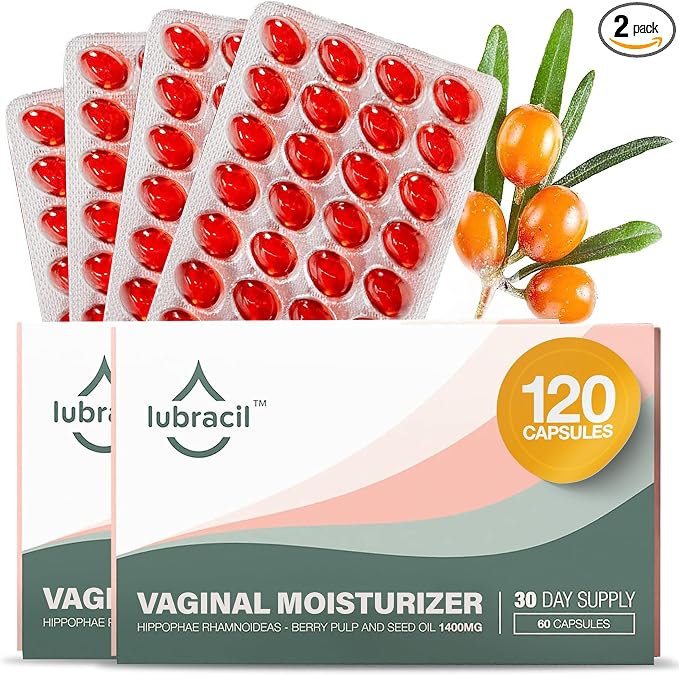 Lubracil Vaginal Moisturizer for Women, Hydrating Formula - 60 Count,2 Pack | Lubracil Vaginal Moisturizer Formula with Sea Buckthorn Oil & Omegas hydrate, soften dryness, and promote feminine wellness