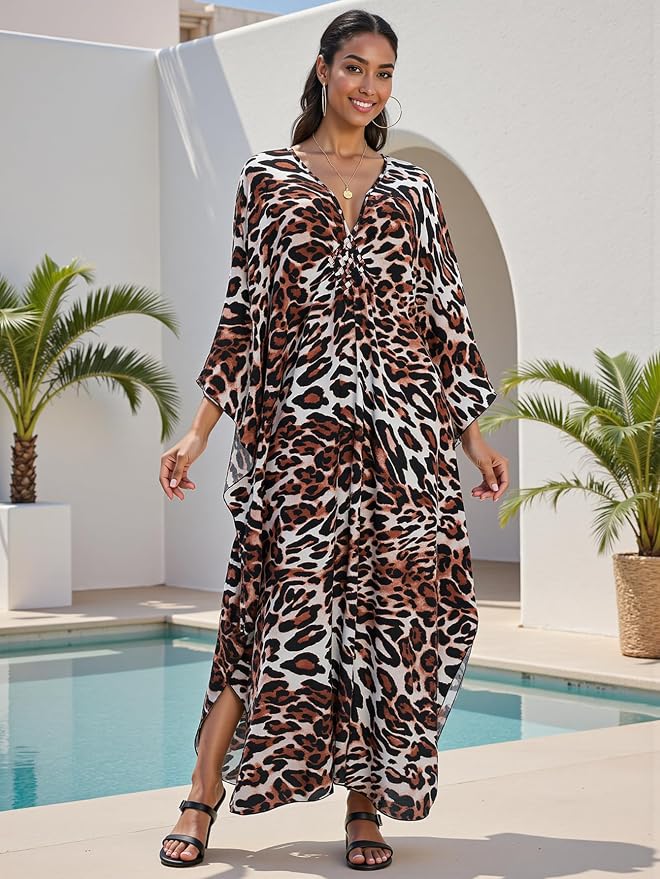 Mumu Dresses for Women Plus Size, Bohemian Kaftan Beach Cover Up Long Maxi Nightgown Soft Loungewear