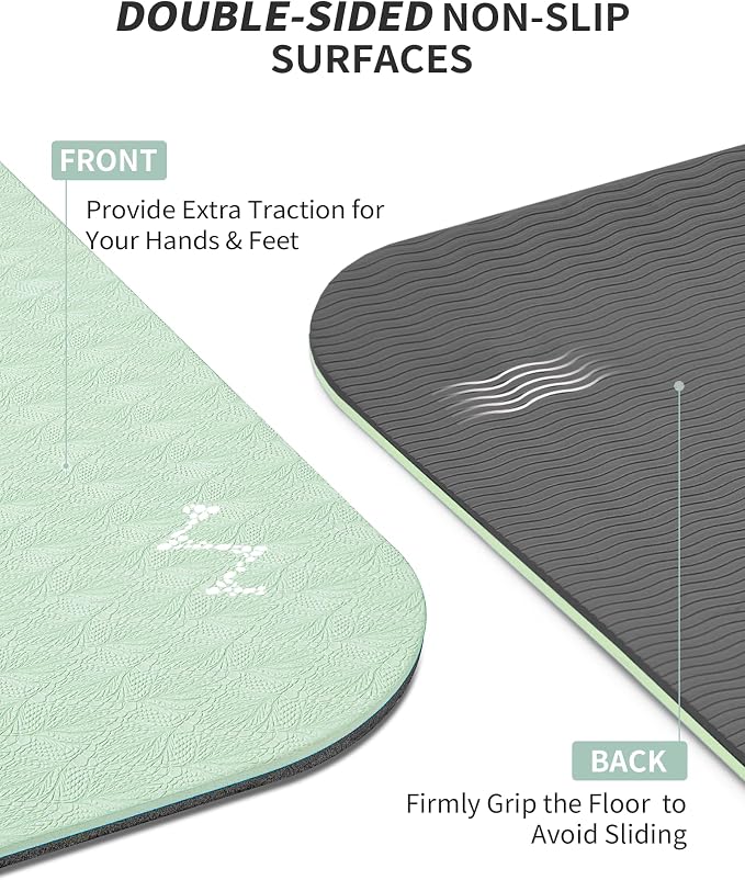 CAMBIVO Yoga Mat 72" x 48" Large Workout Mat for Home Gym Flooring | 6mm-12mm (0.24"-0.48") Extra Thick Exercise Mat for Apartment Fitness | High-Density TPE Cushioning for Joint Protection