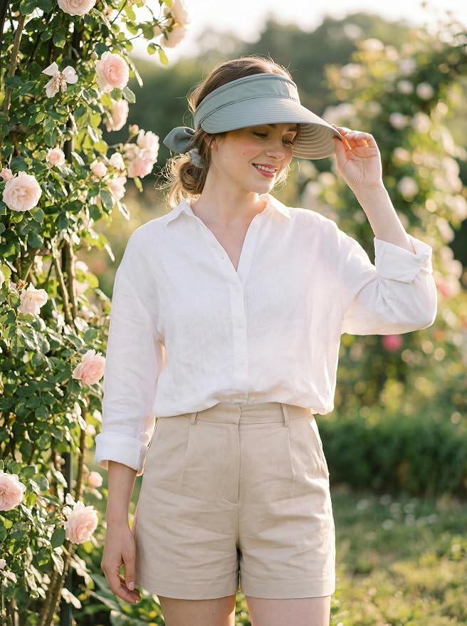 2-in-1 Women’s Sun Visor Sun Hat Zipper Off Ponytail Friendly, Lightweight Quick Dry, Summer UV Protection