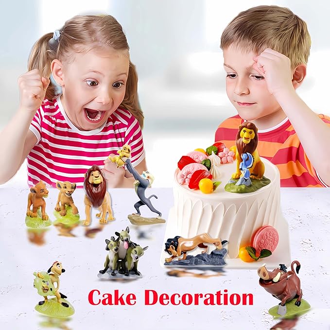 Animal Figurine Commemorative Set, Spotted Hyena&Warthog Toys, Christmas Party Cake Animal Decoration PVC Model(4.0 inch/9 Piece)