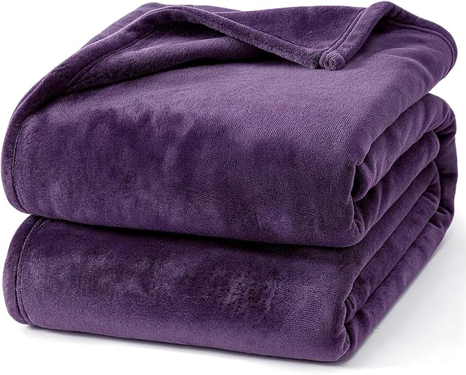 Hansleep Throw XL Purple Fleece Blanket, Soft Flannel Bed Blanket | Fuzzy Cozy Blanket 50x70 Inches, Multi-use for Bed, Sofa, Couch, Travel, Camping, All Season Warm Lightweight Cover