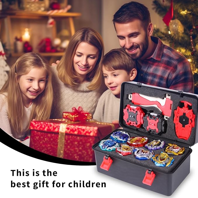 Battling Top Burst Gyro Toy Set 12 Spinning Tops 3 Launchers 1 Grip Toy Combat Battling Game with Portable Storage Box Gift for Kids Children Boy and Girl Ages 6+…