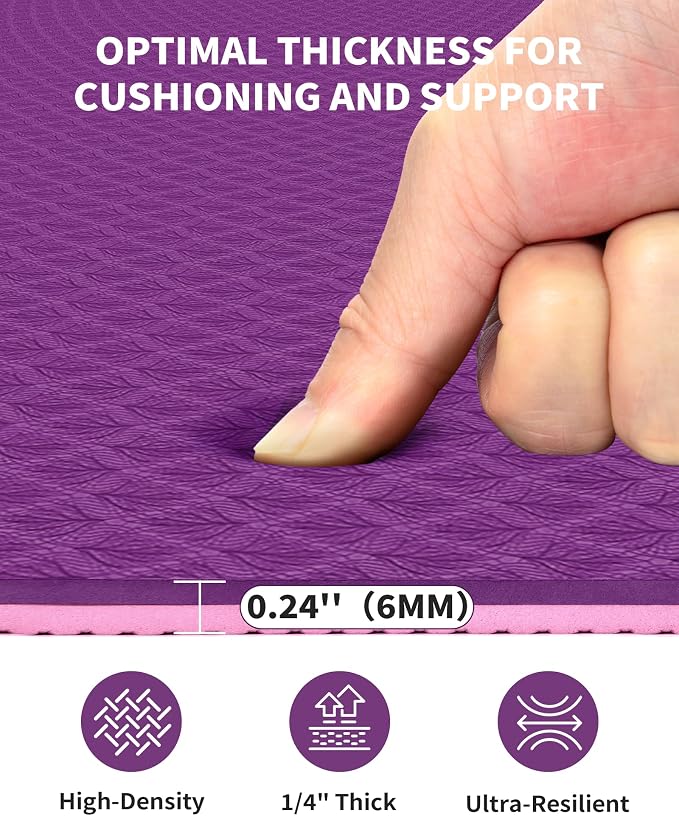 CAMBIVO Yoga Mat 72" x 48" Large Workout Mat for Home Gym Flooring | 6mm-12mm (0.24"-0.48") Extra Thick Exercise Mat for Apartment Fitness | High-Density TPE Cushioning for Joint Protection