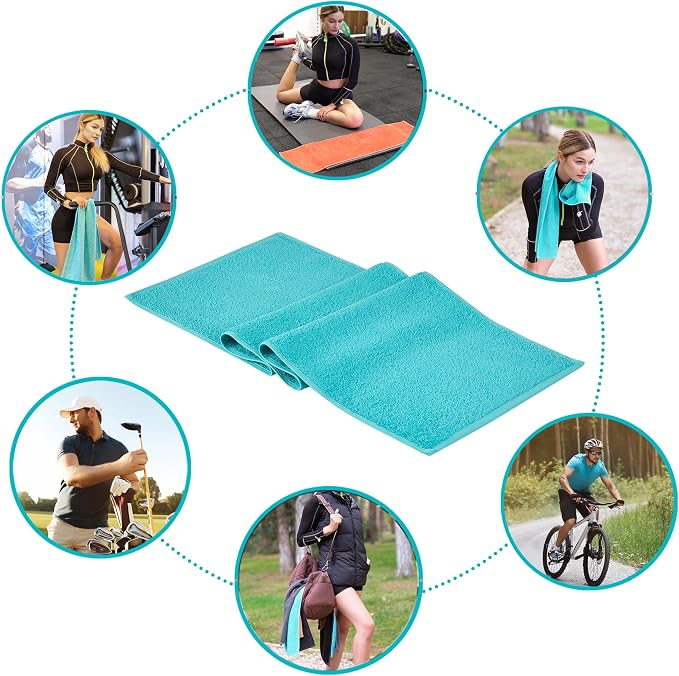 NUKURA 12’’ x 40’’, 450 GSM Sweat Towel, Extra Absorbency 100% Cotton Towel, Running, Pickleball, Gym, Neck Towel, Tennis, Camping, Turquoise
