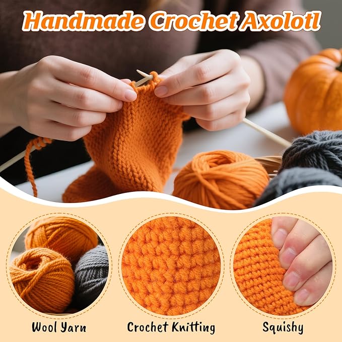 Non Candy Halloween Treats for Kids, Crochet Axolotl Décor for Teens Tweens Girls Boys, Trick or Treat Halloween Gifts, Halloween Goodie Bag Stuffers in Boo Basket