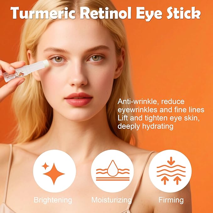 Turmeric Retinol Eye Stick,Lumibalm for Under Eyes Bags,Eye Balm Moisturizes Hydrating for Dark Circle,Wrinkles,Visible Results in 3-4 Weeks,Anti Aging Retinol Cream Reduces Fine Lines