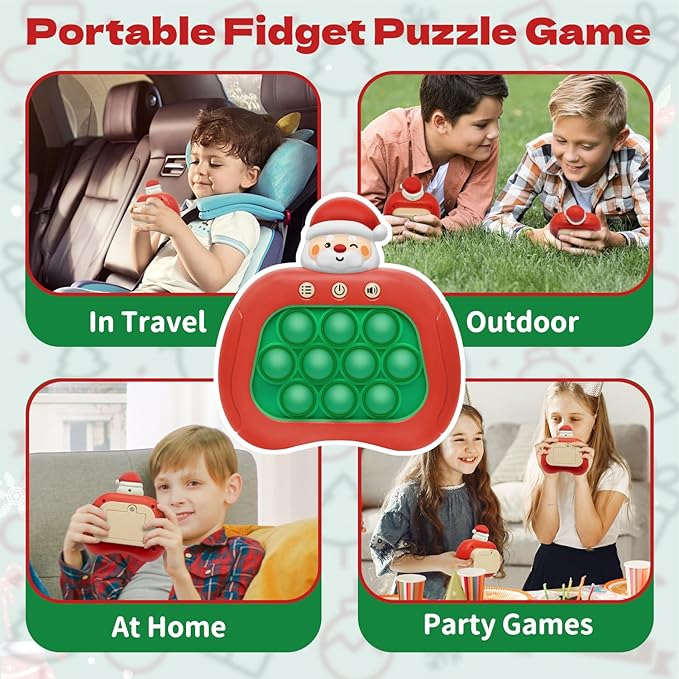 Pop Fidget Game Toys for Christmas, Santa Claus Light Up Fidget Toy Electric Pop Bubble Game Controller Handheld Puzzle Game Sensory Toys for Kids Christmas 2025 Gifts for Kids