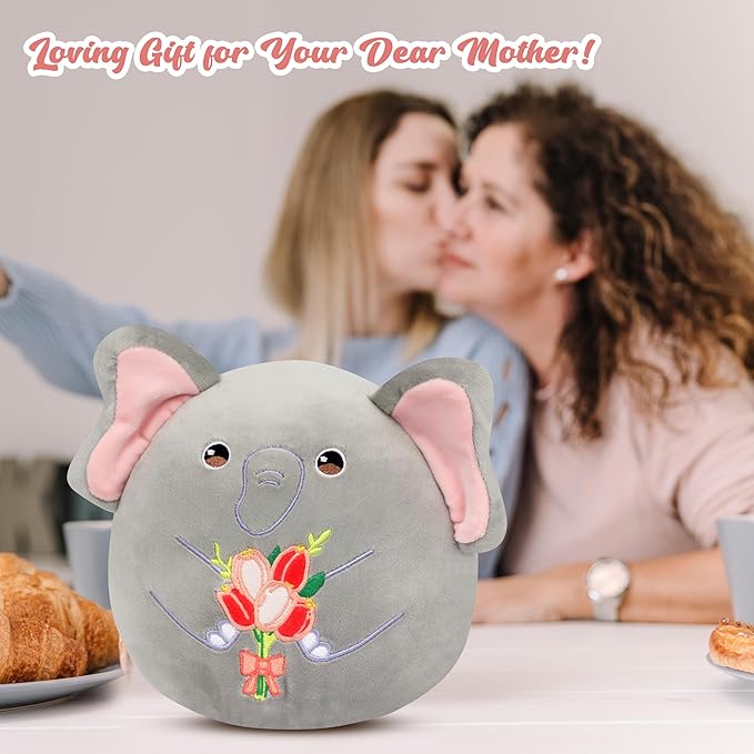 Easfan Elephant Plush Pillow Soft Grey Plush Toy Stuffed Animal Home Room Decoration Birthday Gifts for Women,Mom