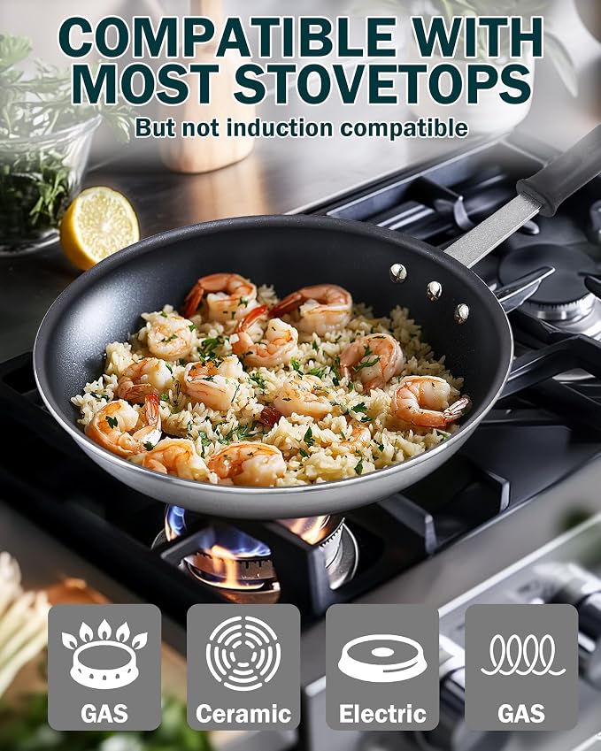 Cooks Standard Professional 8-Inch Nonstick Frying Pan, Heavy Duty Aluminum Non Stick Small Egg Omelette Pan, Everyday Wok Stir Fry Skillet, Dishwasher Safe