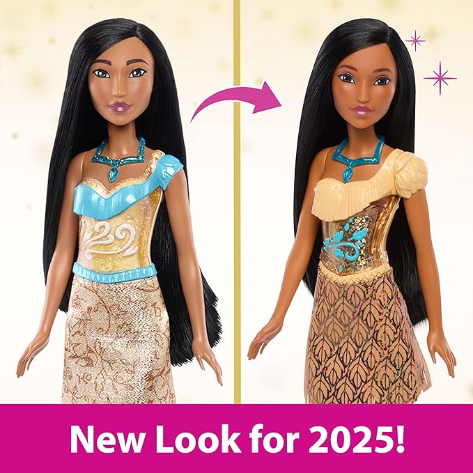 Mattel Disney Princess Pocahontas Doll in Sparkling Fashion with Removable Skirt, Necklace and Shoes, Posable & Collectible, Inspired by Movie