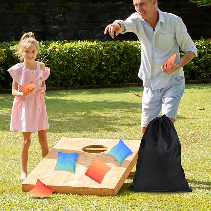Cornhole Bags Set of 8, Weather Resistant Cornhole Bean Bags with Gradient Design, Durable Modified Size Corn Hole Bags for Outdoor Tossing Games, Includes Tote Bag