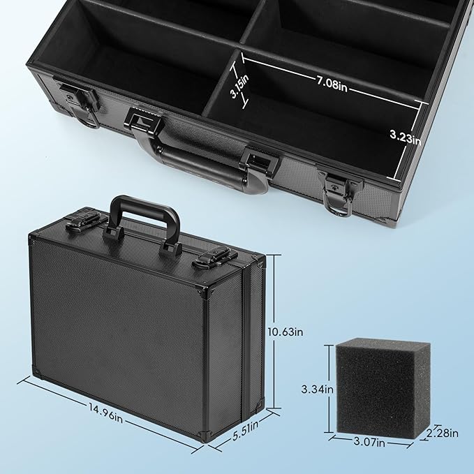 ANNLOV Toploader Storage Box for 3"x4" 35pt Rigid Cards, Holds 600+ Toploaders, Sports Card Storage Case Organizer, Trading Card Storage Box with Lock,Card Case Holder