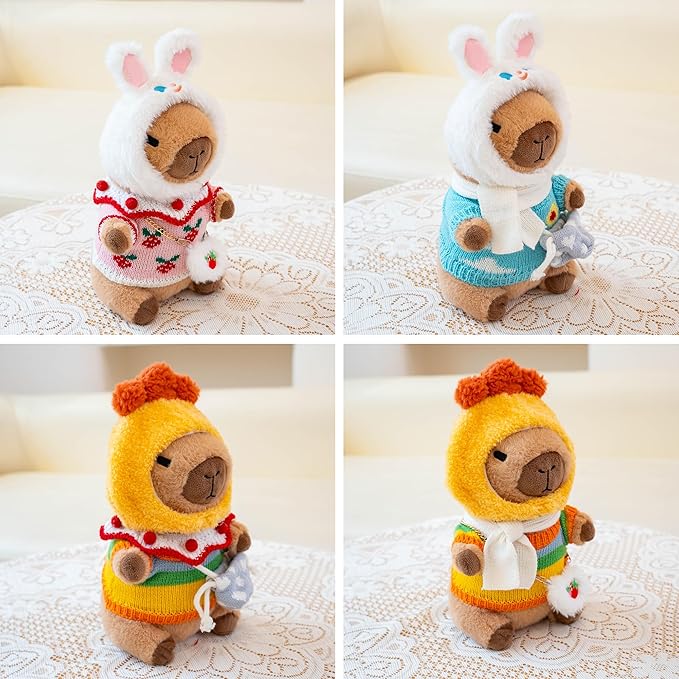 Capybara Plush with 10 Pcs Clothes & Accessories,Christmas Stuffed Animals, 10.2 in Cute Capybara Plush Toys,Birthday Gifts&Dress Up Cute Plushies for Boys/Girls (Chicken-C)