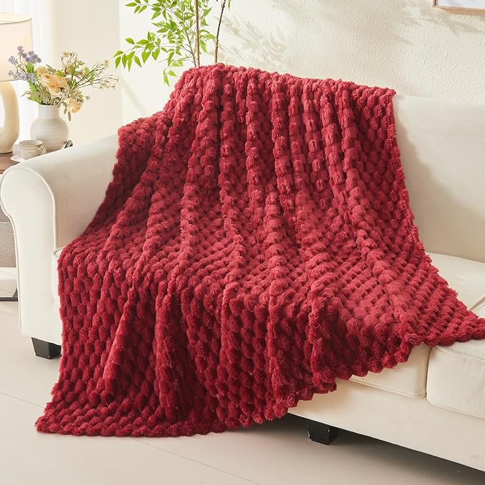 NEWCOSPLAY Fleece Clouds Cozy Throw Blanket for Couch, Red, 50"x60" | Premium Silky Flannel Blanket, Soft Lightweight Fluffy Throw Blanket for Bed Sofa Decor, Gift for All Season Use