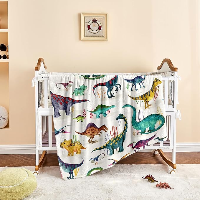 Wajade Dinosaur Blanket for Boys, Soft Fleece Kids Blanket for Couch Sofa Bedroom, Toddler Cute Dinosaur Throw Blanket Gifts for Birthday Christmars Easter Halloween, 60"x80"