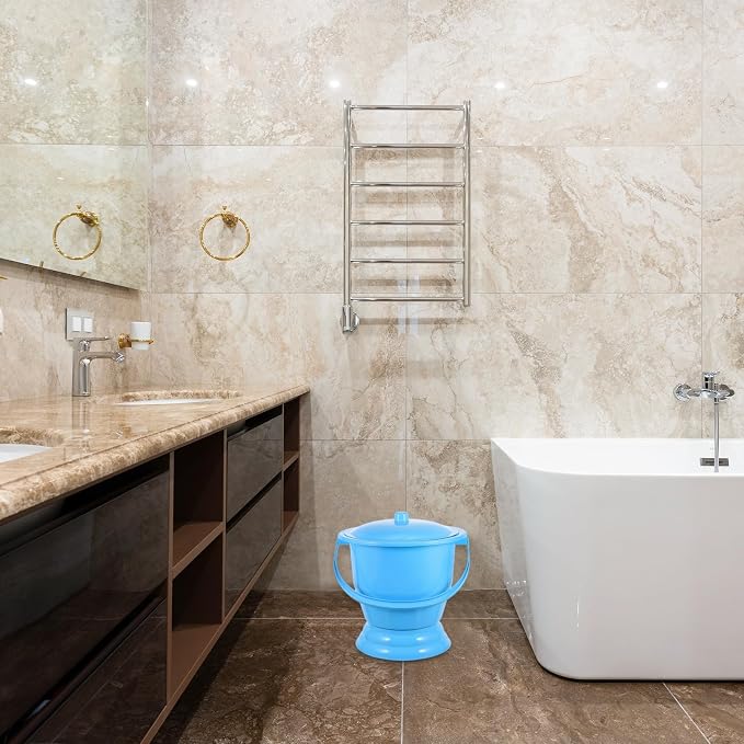 GLEAVI Portable Chamber Pot Urinal with Lid Lightweight Plastic Urine Bottle for Adults Kids Pregnant Women Bedside Pee Pot 9.64X9.64X8.85In