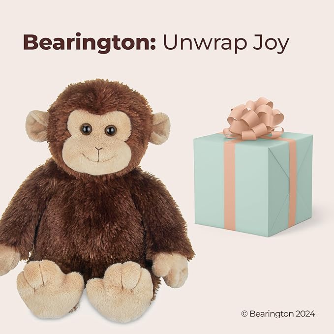 Bearington Collection Monkey Stuffed Animal Plush Toy - 15-Inch Swings Monkey - Soft & Washable - Lightweight & Portable for Babies & Toddlers Ages 1-3