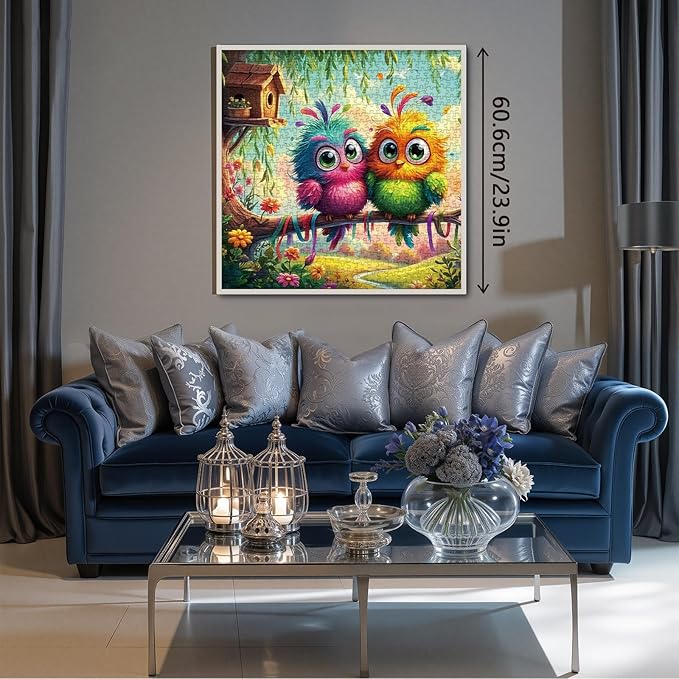 Funny Bird Puzzles for Adults 1000 Pieces Nature, Colorful Chick Flower Garden Art Jigsaw Puzzles, Cute Wildlife Aesthetic Impossible Hard Difficult Puzzle