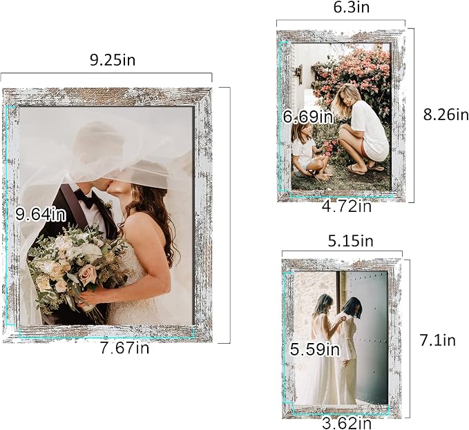 LUCKYLIFE Picture Frame Set 10-Pack, Gallery Wall Frame Collage with 8x10 5x7 4x6 Frames in Distressed White Finishes