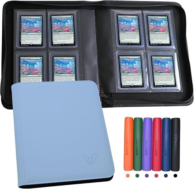 Toploader Binder 4 Pocket,Holds 128 Top Loaders,Top Loader Binder 4 Pocket for 3" x 4"Rigid Cards,Double Sided Card Binder Abulm in 3"x4"Toploaders for Trading Cards