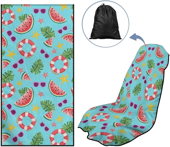 INSTANTARTS Summer Pool Watermelon Car Seat Cover Protector Sweat Towel Multi-Functional Car