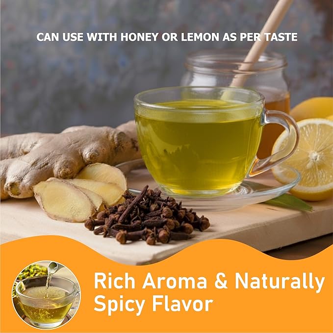 Clove & Ginger Tea Bags Caffeine Free Herbal Tea, 25 Pyramid Clove Tea Bags