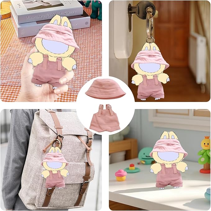 Clothes for Dolls, 2-Piece 17cm Clothes & Hat Set for Dolls, Exquisite Accessories for lebb, Doll Accessories Only Clothes (No Doll) (Pink)