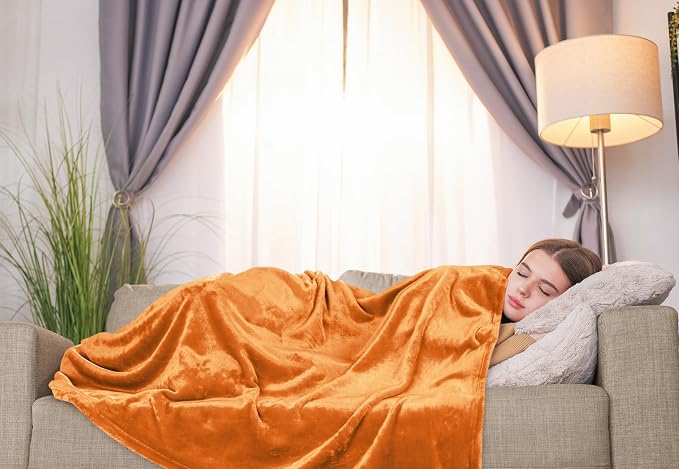 Utopia Bedding Soft Fleece Bed Blanket Throw Size Burnt Orange (50x60 Inch) | Microfiber Plush Warm Lightweight Breathable Cozy Blanket Anti-Static, All Season Use, Gift for Women and Men
