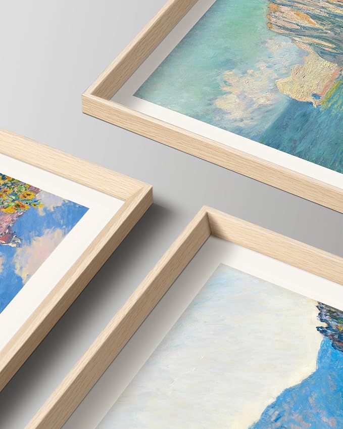 HesenDot Framed Wall Art, Claude Monet Landscape Canvas Prints Set | 12x16IN 3 Piece Set,High Framed Design Canvas Prints,Vintage Impressionism Artwork,Wall Decor for Living Room Bedroom Office