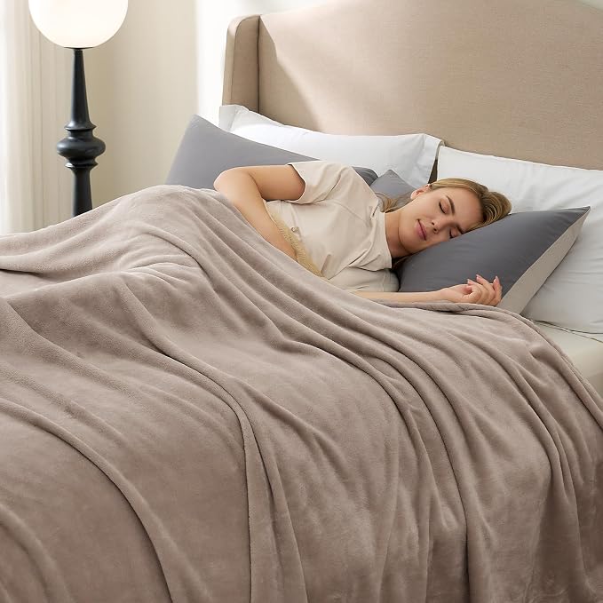 Hansleep King Mocha Brown Fleece Blanket, Soft Flannel Bed Blanket | Fuzzy Cozy Blanket 90x108 Inches, Multi-use for Bed, Sofa, Couch, Travel, Camping, All Season Warm Lightweight Cover