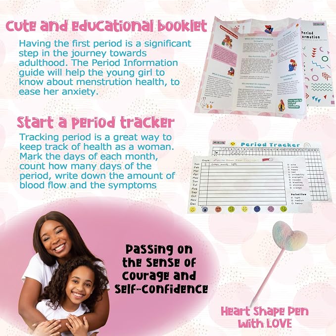 First Period Kit for Girls 9-12 | 50 PC MultipieYo Teen Preteen Tween Period Starter Kit for Girls 10-12 | 1st Period Gifts | Period Packs for Young Girls First Time