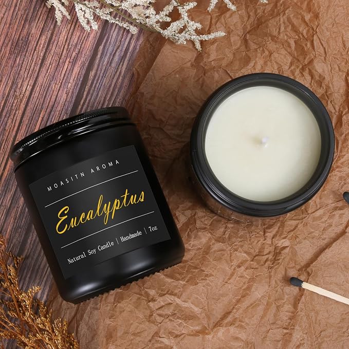 MOASITN Eucalyptus Natraul Soy Candle| Mint,Eucalyptus,Basil Heavenly Scented Candel for Home Aromatheraphy| Handmade,Long Lasting,Clean Burn| Women,Men Gift for Relaxing,Housewarming,Birthday|7oz
