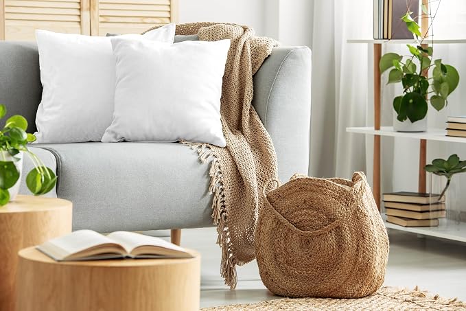 ROYALE LINENS 12 x 12 Pillow Insert - Down Alternative Throw Pillows Insert - Square Pillow Pack of 2 White - Bed & Couch Pillows - Inner Cushion for Bed, Cushion for Living Room - Shams Stuffer