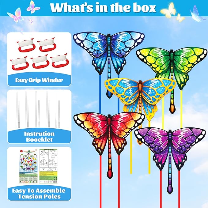 Easy to Fly Kites for Kids & Adults,Butterfly Delta Kites with String & Hand for Beach,Park,Outdoor Toys Birthday Gifts for Boys Girls Ages 4 5 6 7 8-12 Years Old