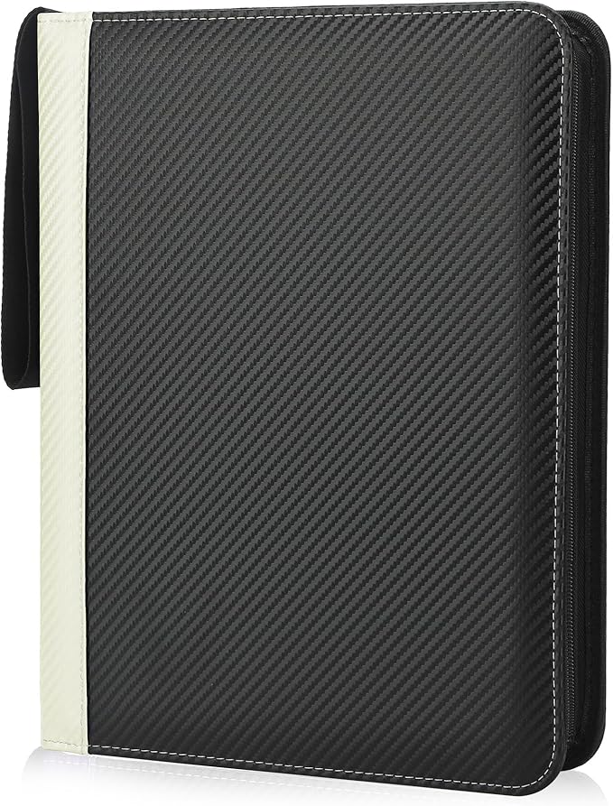 9 Pockets Trading Card Binder with Sleeves Card Organizer, 900 Double Sided Pocket PU Card Collection Binder, Baseball Binder,for Sports Card, MTG, TCG Yugioh Card (White)