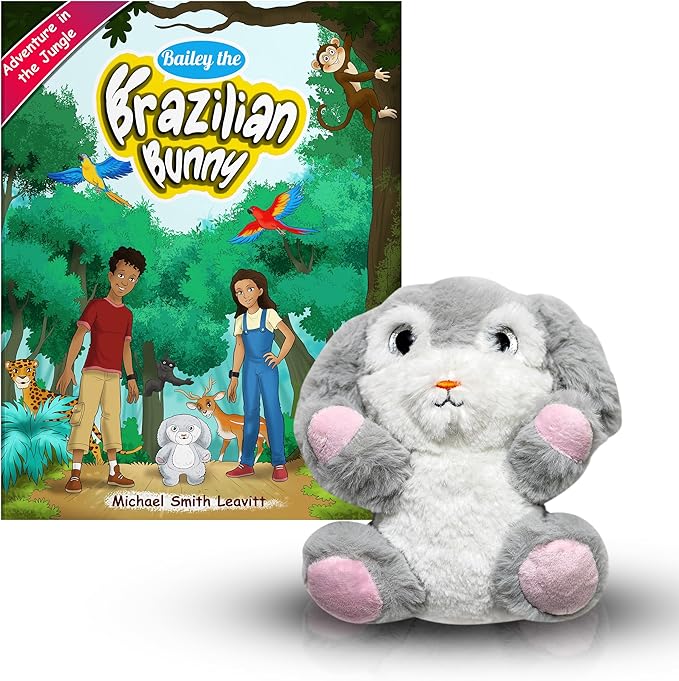 Bailey The Bunny Stuffed Animal and Storybook Book Set, Stuffed Bunny with Seek and Find Childrens Book, Plush Rabbit Including Engaging Animal Story for Kids (Ages 3-8)
