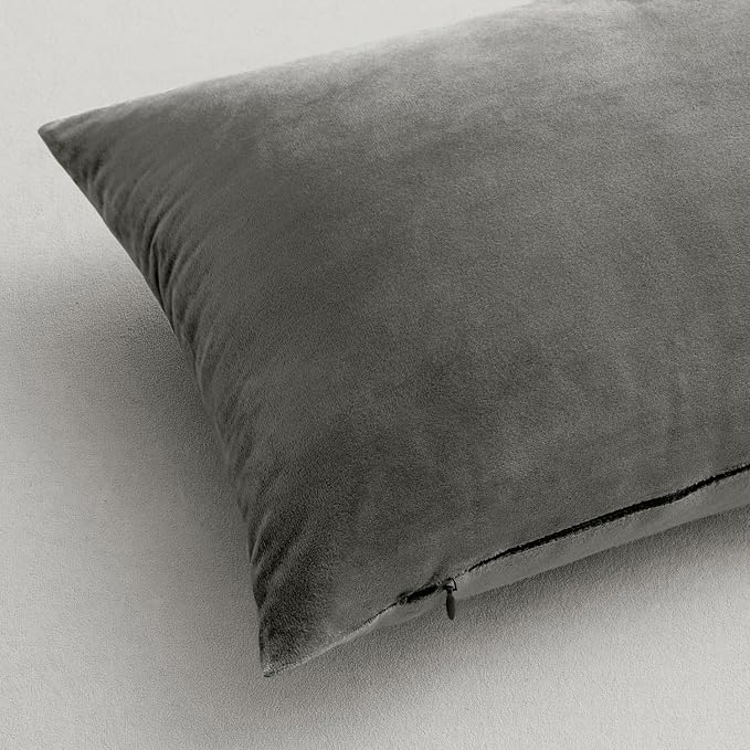 MIULEE Velvet Throw Pillow Covers 22x22 Inch Pack of 2 Grey | Soft Solid Decorative Pillow Covers, Modern Luxury Home Decor, for Couch Chair Sofa Bedroom Livingroom
