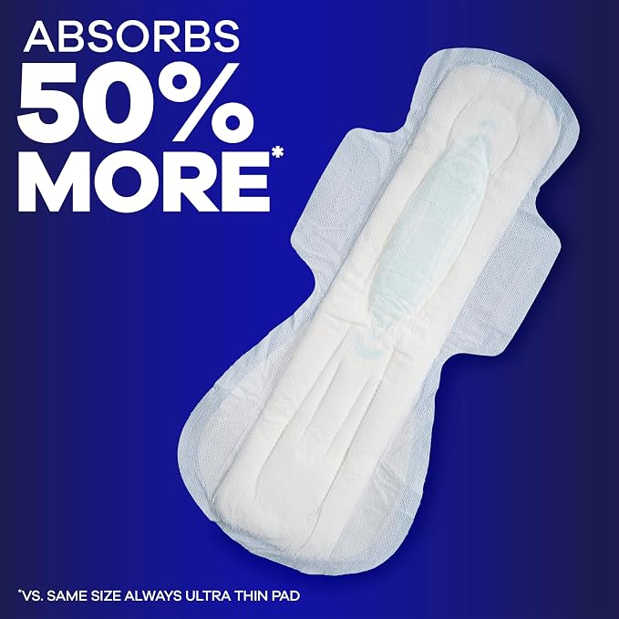 Always Maxi Feminine Pads For Women, Size 5 Extra Heavy Overnight Absorbency, With Wings, Unscented, Pack Of 20