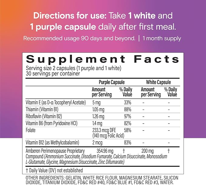Amberen Perimenopause Supplement for Women, Clinically Proven – Helps Relieve Hot Flashes, Night Sweats, Irritability & Difficulty Sleeping, Helps Support Hormone Balance Hormone-Free, 30-Day Supply