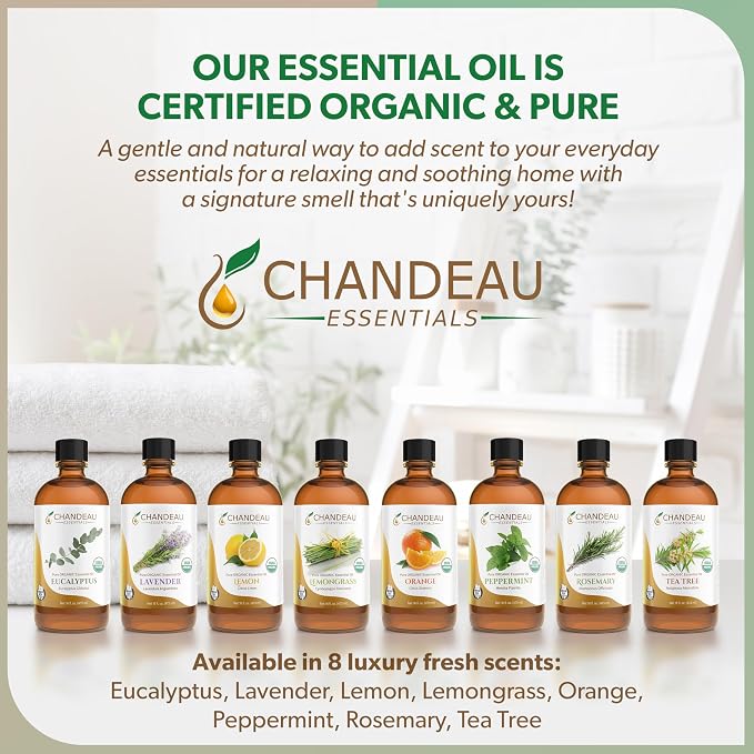 100% Pure Organic Essential Oil, Pure Peppermint Essential Oil for Aromatherapy, Soap Making, Candles, Laundry, Perfume, Cleaners or Diffusers - Large Amber Glass Bottle, 16 oz.