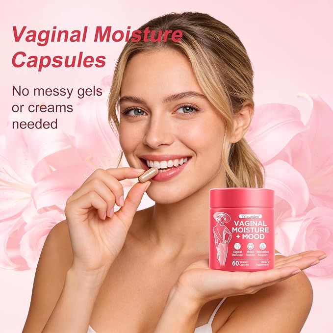 Vaginal Moisture Support Capsules, Support Vaginal Moisture, Mood & Relaxation for Women, Feminine Health Supplement for Vaginal Dryness with Ashwagandha, GABA, Ginkgo Biloba, Mucuna Pruriens, 60 Caps