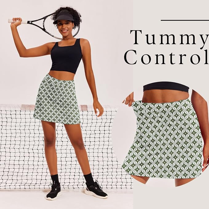 Ekouaer 16" Skorts for Women with Pockets Golf Pickleball Tennis Skirt | Silicone Grippers,2 Inner Pockets,Wide Waist,Side Slit Hem,Breathable,Soft,Lightweight