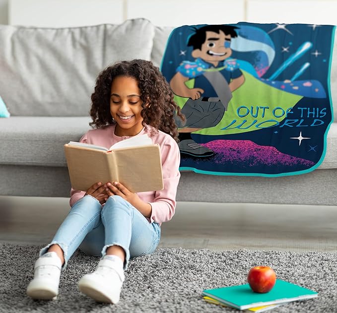 Jay Franco Plush Throw Blanket – 46" x 60" Inch Cartoon Kids Soft & Cozy Fleece Throw for Bedroom & Couch Décor, Official Licensed Product, Blue - Elio