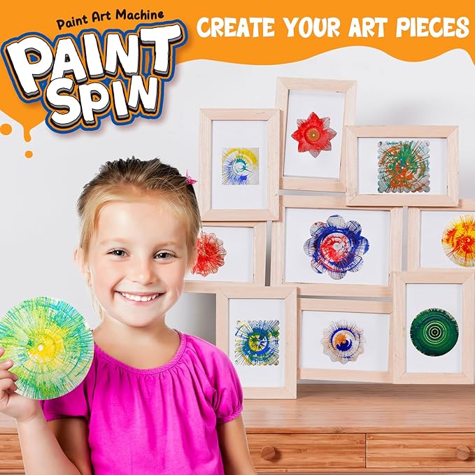 Paint Spin Art Machine Kit for Kids, Arts & Crafts Painting Spinner Toys Kits Sets for Boys & Girls Ages 6 7 8 9 Year Old Blue