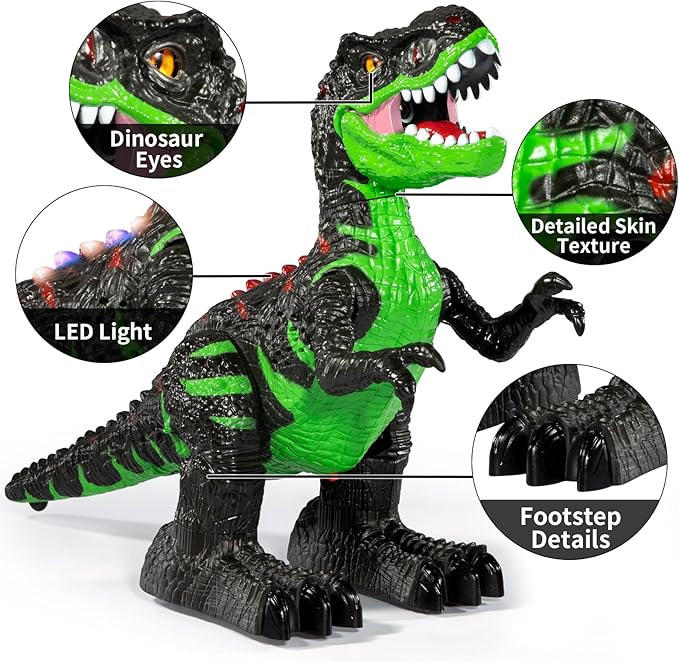 Remote Control Dinosaur Toys for Kids 3-5 5-7 8-12, RC Walking T-Rex Dinosaur Robot Toy with Water Mist Spray, Lights and Sounds, Rechargeable Battery, 3 4 5 6 7 8 Years Old Boy Girl Birthday Gift