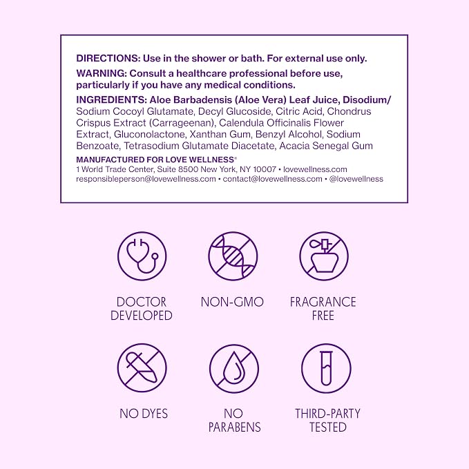 Love Wellness pH Balanced Cleanser | Feminine Vaginal Wash | Fragrance-Free | Vaginal Cleanser for Balanced pH, Intimate Health & Hygiene | Non-Irritating with Aloe Vera for Sensitive Skin | 5 Fl Oz