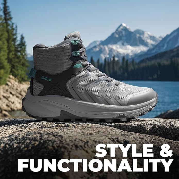 NORTIV 8 Women's Hiking Boots Waterproof with Arch Support Sneakers Walking Outdoor Comfortable Lightweight Boot Echo Mid
