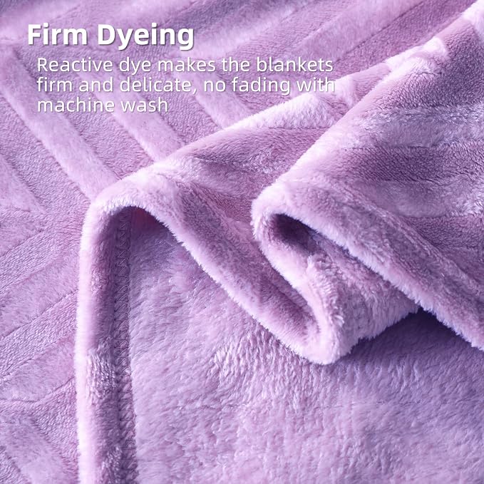 Whale Flotilla Flannel Fleece Fall Bed Blanket Twin Size, Lilac | Lightweight Breathable Soft Bedspread, Plush Fluffy Coverlet Chevron Design Decorative Blanket for Home Life, 60x80 Inch